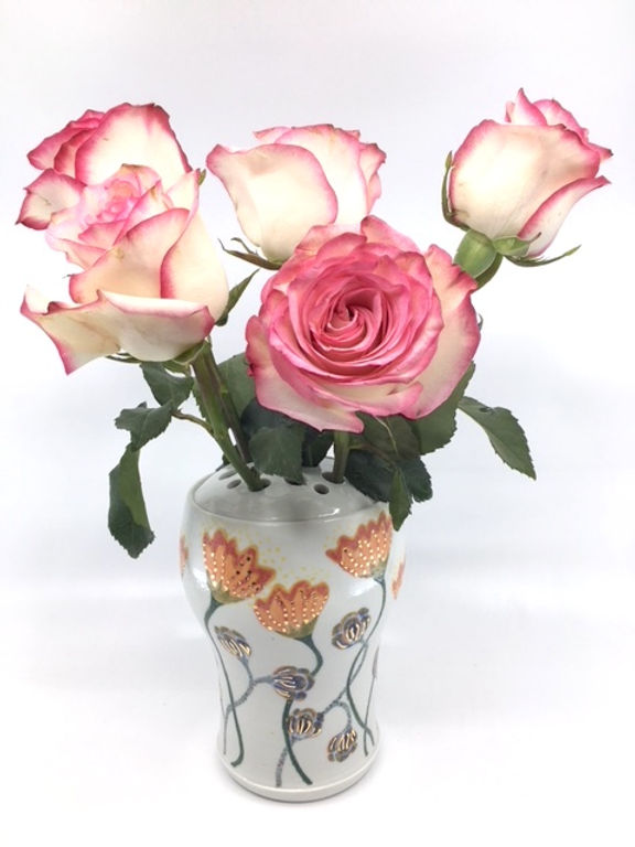 Hand-Painted One-Of-A-Kind Flower Jar with Lid