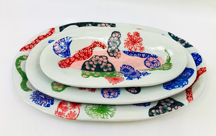 Set of Three Porcelain Trays