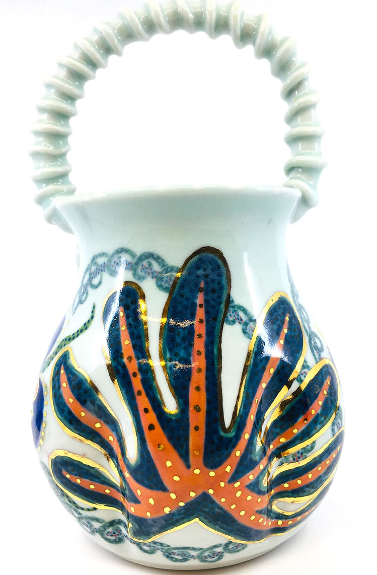 One-of-a-Kind Porcelain Flower Basket