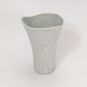 Petite Porcelain Vase with an Unglazed Loop Pattern