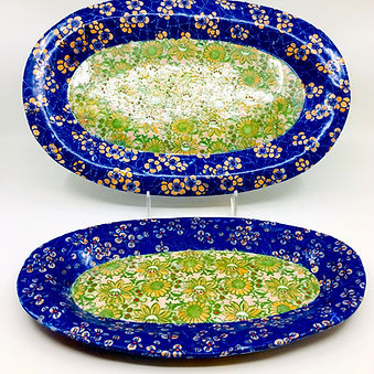 Set of Two Porcelain Serving Trays