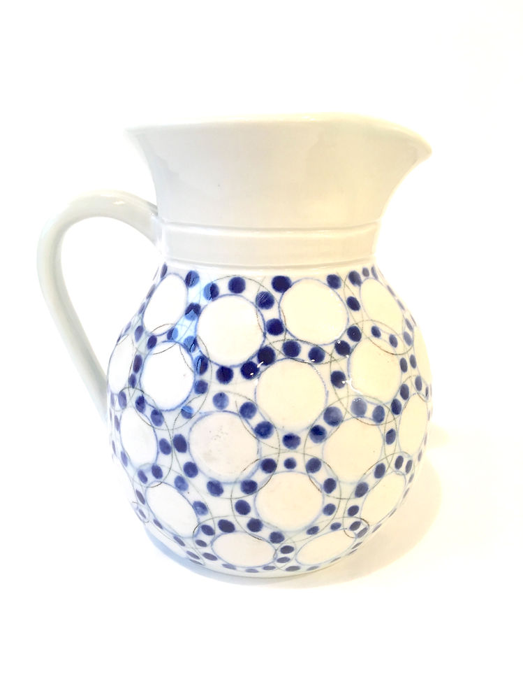 Porcelain Pitcher with Dotted Circle Design