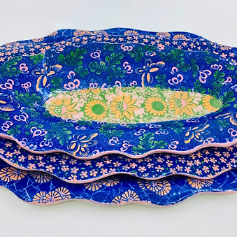 A Set of 3 Uniquely Floral Patterned Porcelain Trays