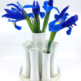 Eight Piece Porcelain Floral Centerpiece