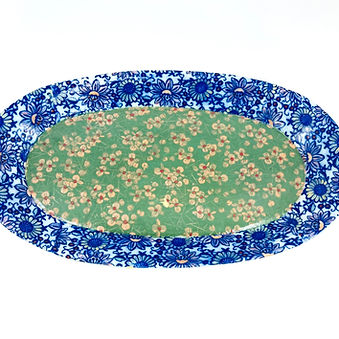 Porcelain Blue/Green Floral Patterned Medium SizeTray