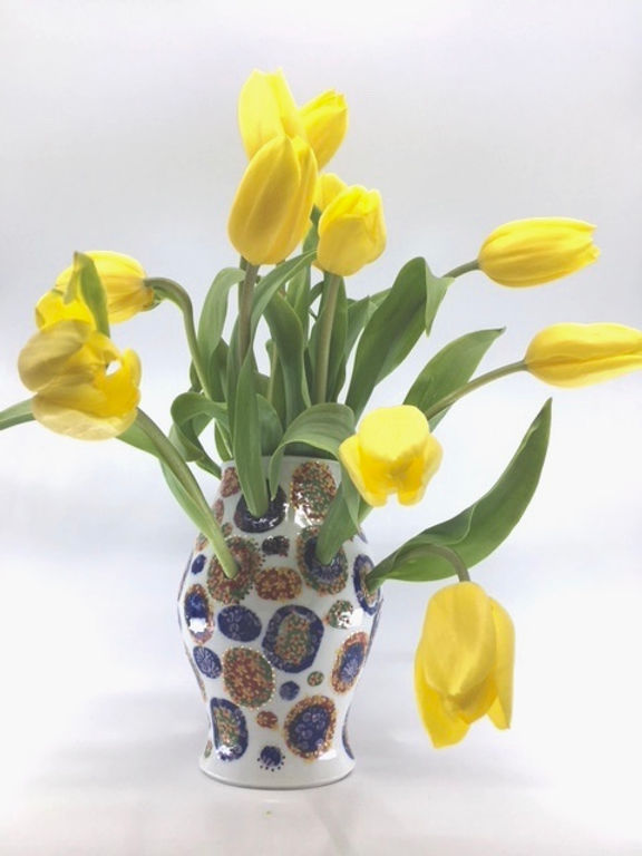 Porcelain Flower Jar with Hand-Painted Chinese Decal Floral Patterns
