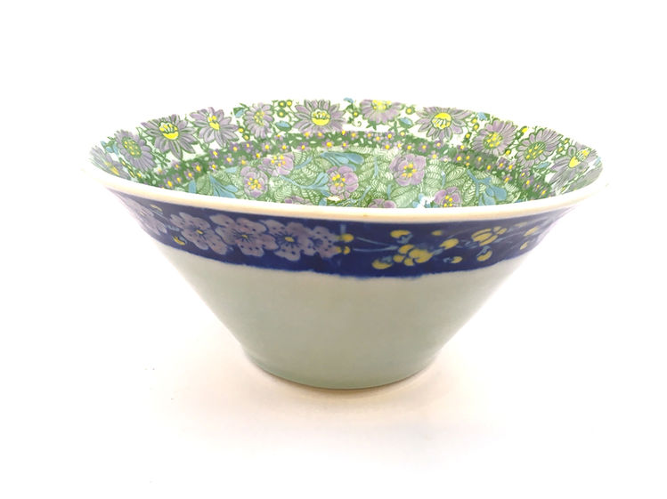 Porcelain Bowl with Four Chinese Decal Floral Patterns
